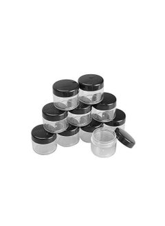 SYBL 10Pcs 0.5 oz Clear Plastic Cosmetic Jar - Empty Refillable Round Sample Bottles Containers with Black Screw on Lid for Kitchen Use Slime Beauty Products Cosmetic Lotion 