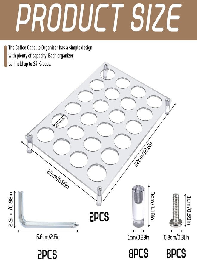 ACOSIY 2 PCS 24 Slots Coffee Pods Holder for Countertop, Acrylic Coffee Pod Holders for Cafe Drawer or Countertop, Flat Clear Acrylic Drawer Organizer Tray for Office and Kitchen - Image 4