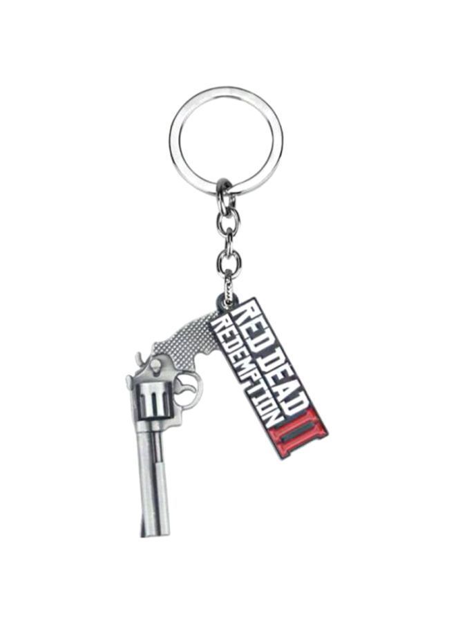 NIBEMINENT Red Dead Redemption 2 Gun Keychain Ring Silver/Red/Black - Image 1