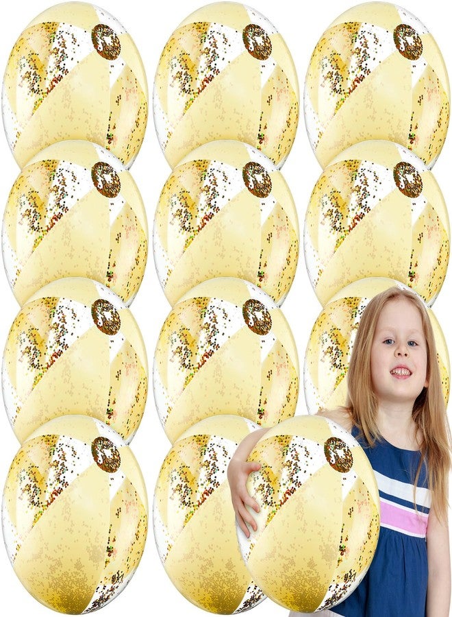 MiniInflat 12 Pcs 16 Inch Inflatable Beach Balls Bulk Jumbo Pastel Inflatable Decorated Ball with Macaron Color PVC Party Ornaments for Summer Birthday Party Decoration(Yellow) - Image 1