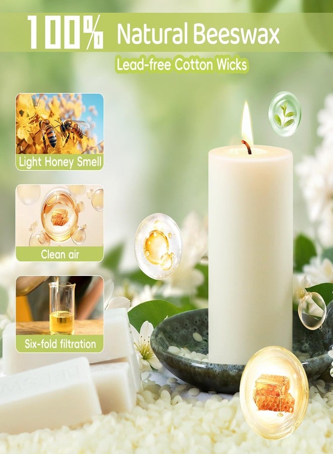 MAKALONE Beeswax Pillar Candles,86 Hours Long Burning Pure Off-White Beeswax Candles,Unscented Bees Wax Candles for Home,Prayer,Dripless Smokeless Organic 100% Beeswax Candles Bulk 2x4in-2pack - Image 2