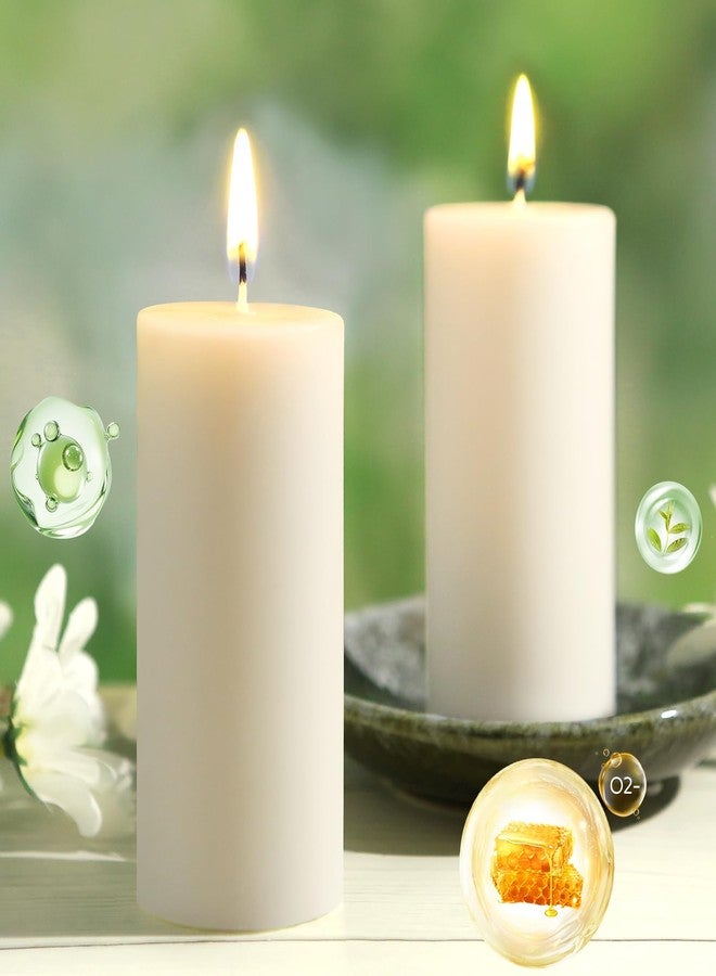 MAKALONE Beeswax Pillar Candles,86 Hours Long Burning Pure Off-White Beeswax Candles,Unscented Bees Wax Candles for Home,Prayer,Dripless Smokeless Organic 100% Beeswax Candles Bulk 2x4in-2pack - Image 1