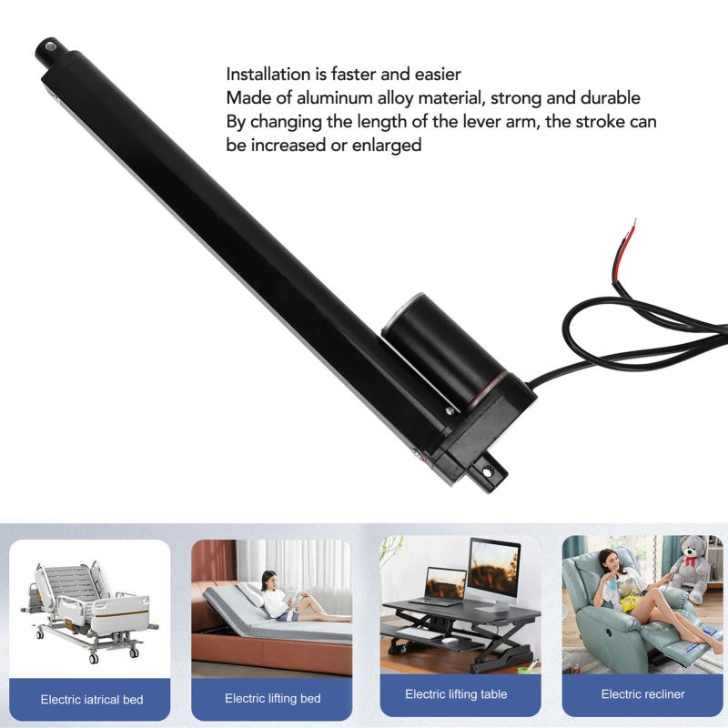 Electric Actuator: Industrial-Grade Black Aluminum Alloy - Precise Low Noise Linear Motion for Medical Beds, Industrial Lifts, Camera Stands & Projector Systems - Image 3