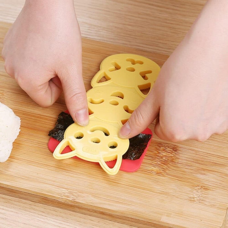Fellibay Bento Accessories Sushi Mold Rice Ball Mold Cartoon Cat Pattern Sushi Bento Nori Kitchen Rice Decor Kits Sandwich DIY Kitchen Tools for Baby Kids Meal - Image 2