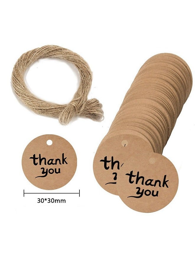 Unewshi 200 Pcs Tags Kraft Paper Gift Tags with 20m Ropes, Vintage Baking Blank Labeling Tags, Reusable Paper Gift Tags for Wedding Thanksgiving Clothing (Brown) - Image 3
