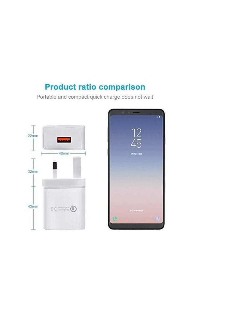 Gravity USB Wall Charger, QC 3.0 20W Fast USB Travel Adapter with Micro USB Cable for Samsung Galaxy S7 / S7 Edge / S6 / S6 Edge / A9 (2016) / Note 6 / S5 / S4, Note, LG, Nexus, Nokia etc. - Image 4