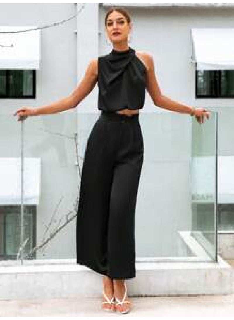 SIMPLEE Women's 2-Piece Outfit Set - Matching Top & Pants for Stylish Look 