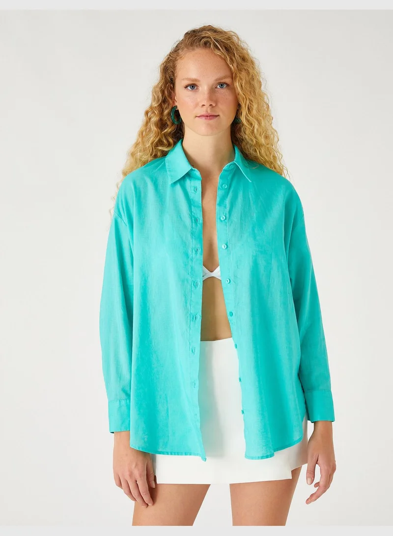 KOTON Oversized Shirt Linen Blended