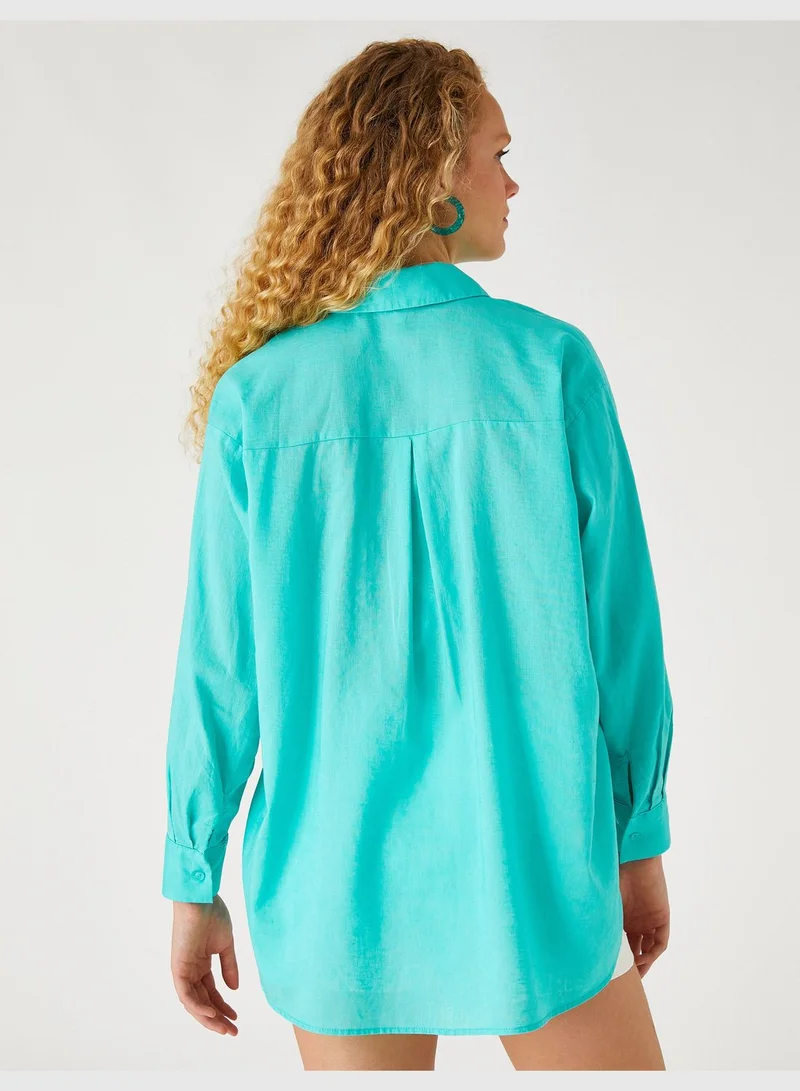 KOTON Oversized Shirt Linen Blended