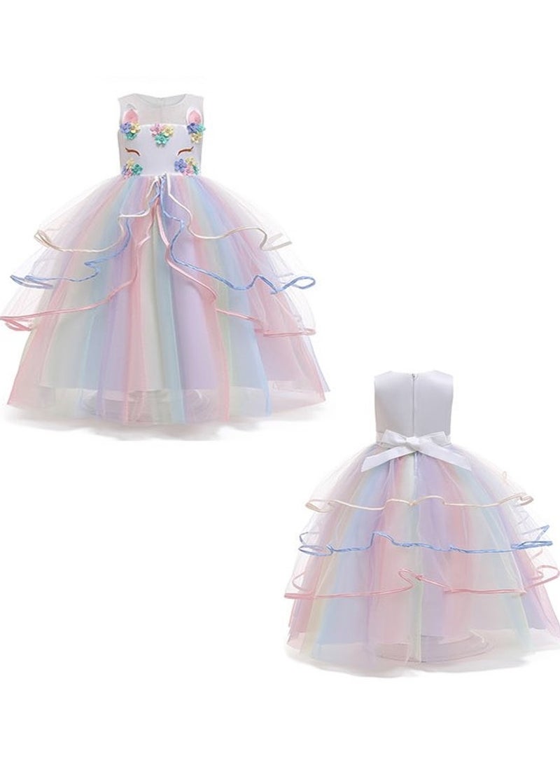 We Happy Girls Unicorn Floral Birthday Party Dress Princess Tutu Costume - Image 2