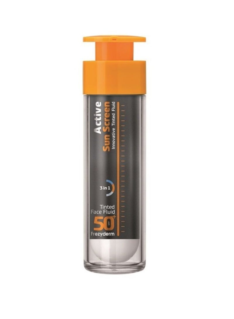 Frezyderm Active Tinted Sun Screen Face Fluid SPF 50 + 50ml - Image 1