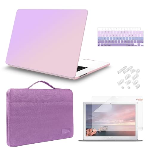 iCasso for MacBook Air 15 inch Case 2025 2024 2023 Release M4 A3241 M3 A3114 M2 A2941, Hard Shell Case &Carrying Laptop Sleeve Bag&Screen Protector&Keyboard Cover for Mac Air 15.3'',Gradient Purple - Image 1