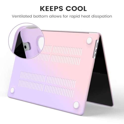 iCasso for MacBook Air 15 inch Case 2025 2024 2023 Release M4 A3241 M3 A3114 M2 A2941, Hard Shell Case &Carrying Laptop Sleeve Bag&Screen Protector&Keyboard Cover for Mac Air 15.3'',Gradient Purple - Image 4
