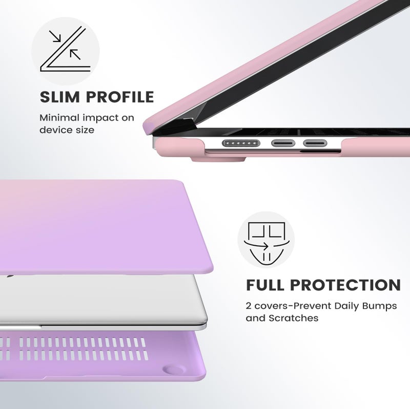 iCasso for MacBook Air 15 inch Case 2025 2024 2023 Release M4 A3241 M3 A3114 M2 A2941, Hard Shell Case &Carrying Laptop Sleeve Bag&Screen Protector&Keyboard Cover for Mac Air 15.3'',Gradient Purple - Image 3