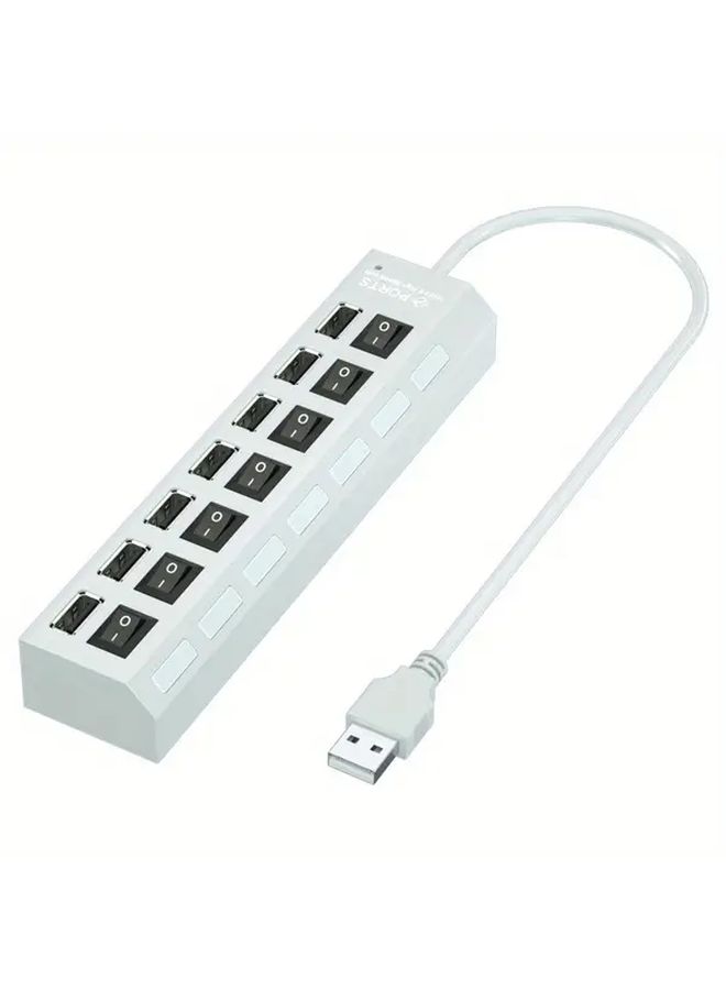 7 Ports Black USB 2 0 Hub High Speed With LED Indicator And Individual Switches - Image 5