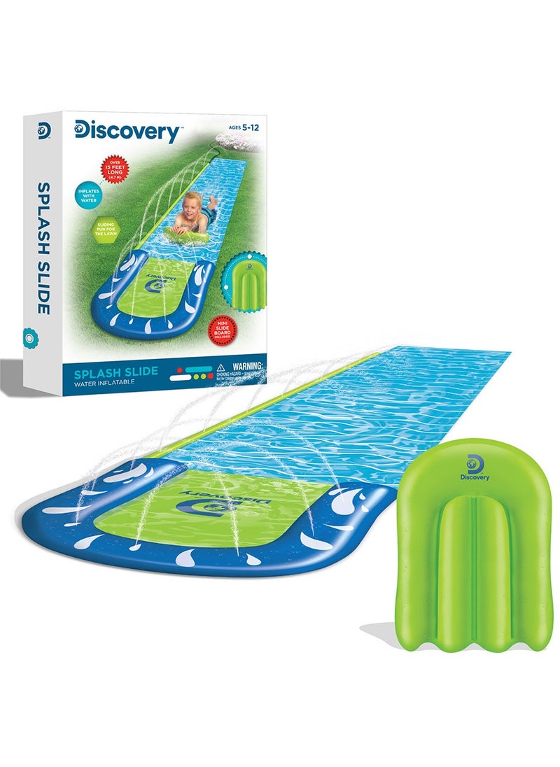 Discovery Toys Splash Slide Water Inflatable 15 Feet with Mini Slide Board Age 5 to 12 Years  - Image 1
