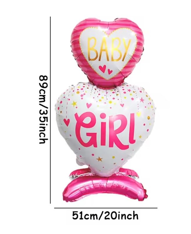 Fun Affairs Printed Baby Girl Theme Party Standing Foil Balloons for Decoration for Baby Shower, Welcome, First Birthday 1pcs, Pink & White - Image 2