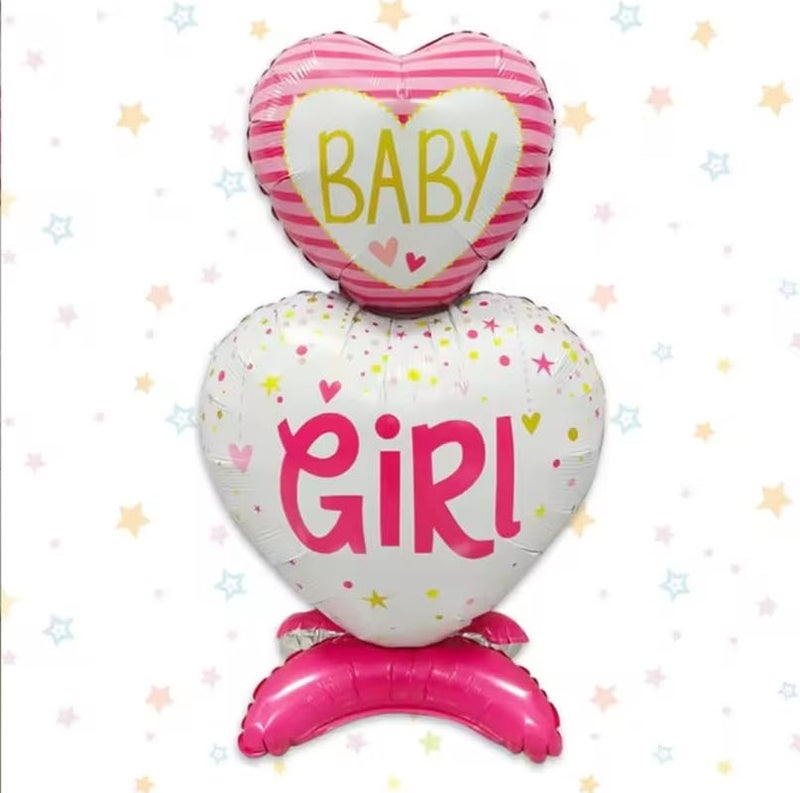 Fun Affairs Printed Baby Girl Theme Party Standing Foil Balloons for Decoration for Baby Shower, Welcome, First Birthday 1pcs, Pink & White - Image 3
