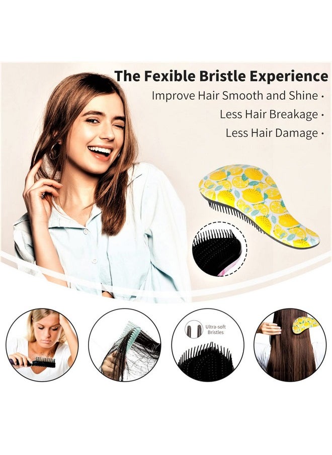 79STYLE - 3Pcs Detangler Brush Set - Tangle-Free Hair Brush For Kids, Toddlers, Girls & Boys With Curly Hair (7.4 Inch - Lemon) - Image 1
