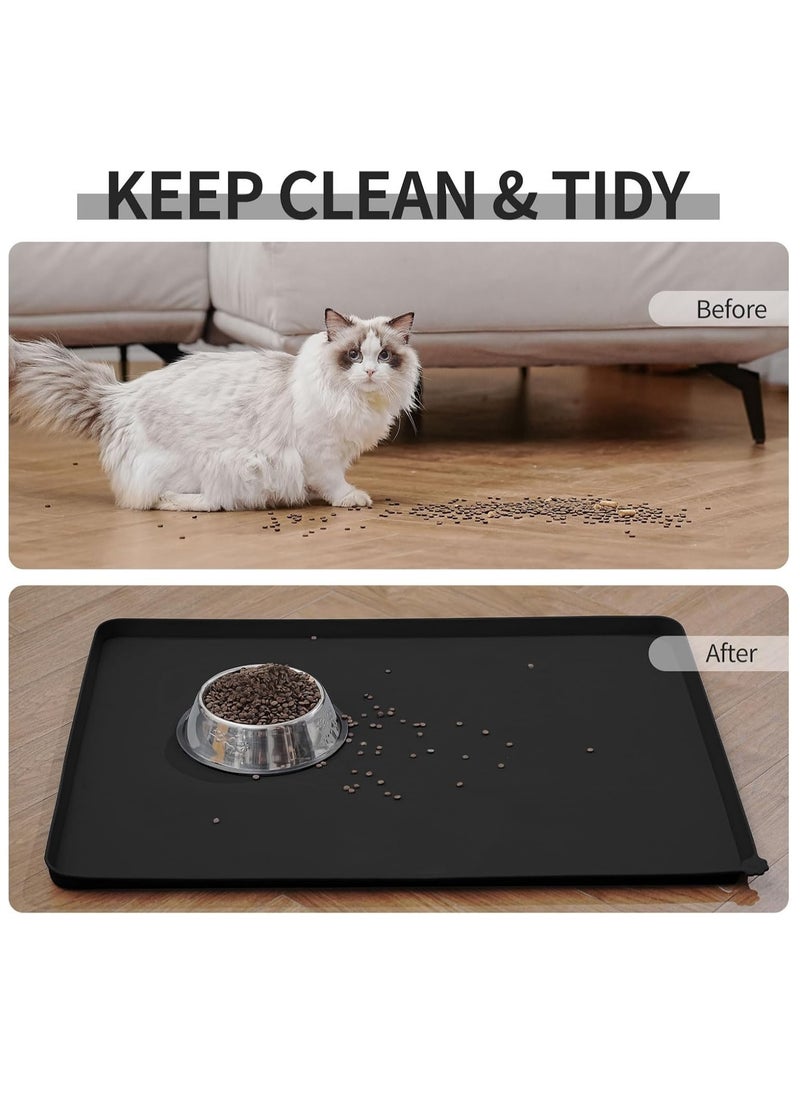 Meetion Silicone Dog Cat Bowl Mat Non-stick Food Pad Water Cushion FDA Approved Waterproof (Black, 30*50cm)  - Image 5