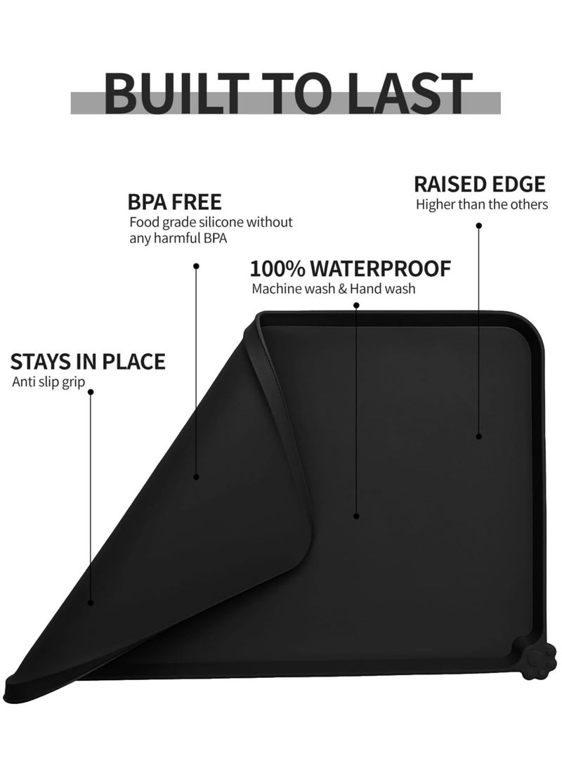 Meetion Silicone Dog Cat Bowl Mat Non-stick Food Pad Water Cushion FDA Approved Waterproof (Black, 30*50cm)  - Image 4