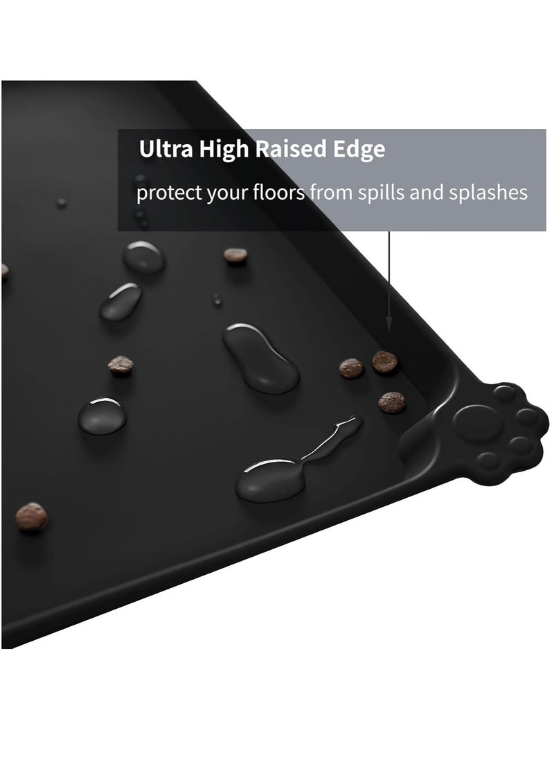 Meetion Silicone Dog Cat Bowl Mat Non-stick Food Pad Water Cushion FDA Approved Waterproof (Black, 30*50cm)  - Image 2