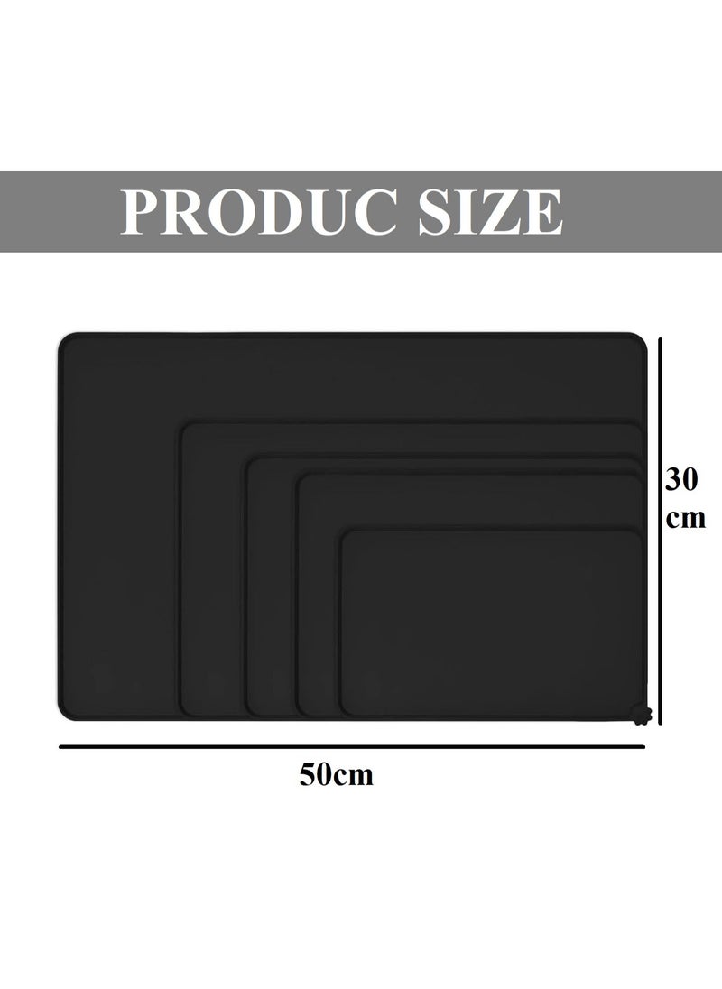 Meetion Silicone Dog Cat Bowl Mat Non-stick Food Pad Water Cushion FDA Approved Waterproof (Black, 30*50cm)  - Image 3