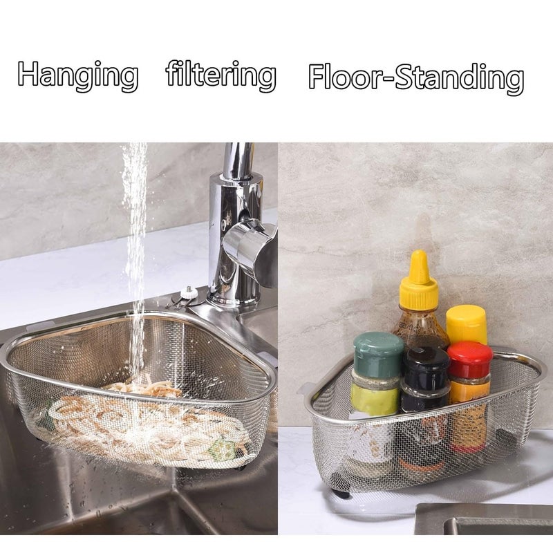 GABANIZ GABANIZ Sink Colander Triangle Colander for Kitchen Sink Strainer Basket Stainless Steel with Grip Handles Fine Mesh Strainer Basket for Straining Draining Rinsing Fruits Vegetables  - Image 2
