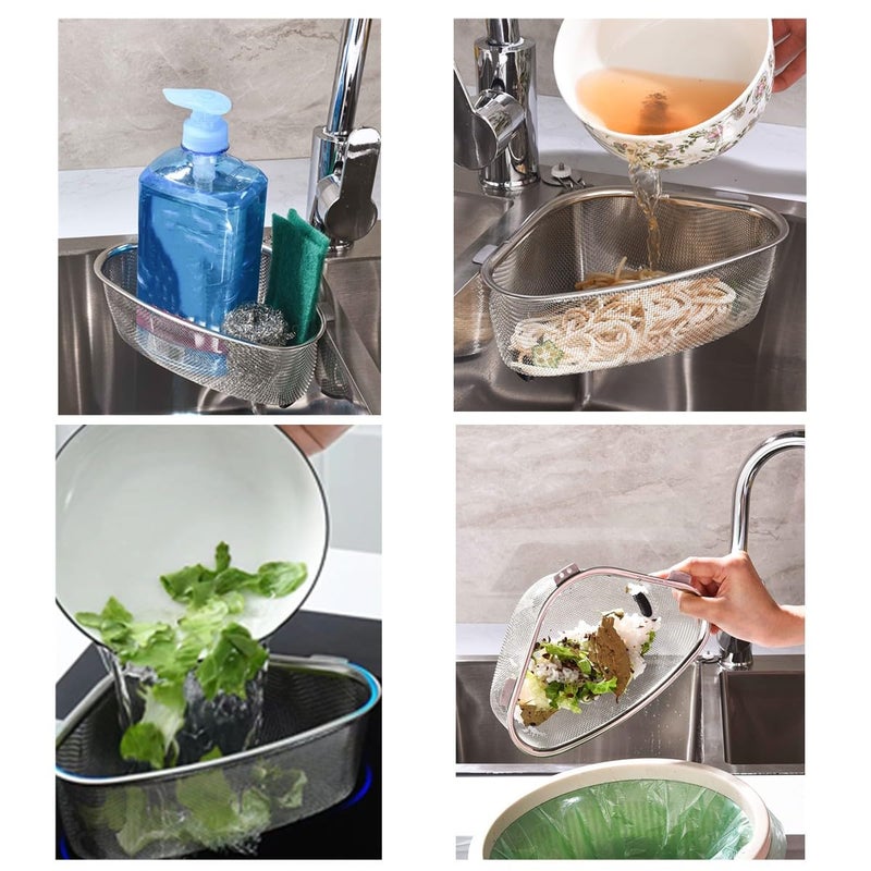 GABANIZ GABANIZ Sink Colander Triangle Colander for Kitchen Sink Strainer Basket Stainless Steel with Grip Handles Fine Mesh Strainer Basket for Straining Draining Rinsing Fruits Vegetables  - Image 5