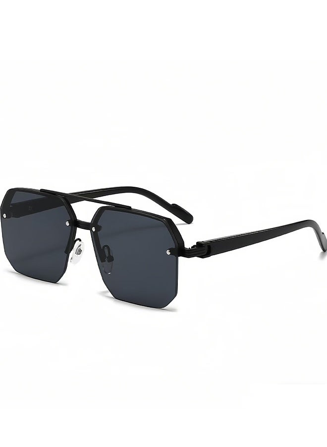 Happy D 1 pair of unisex metal half-frame fashion glasses, casual street shopping and photo-taking glasses, Father's Day gift, Christmas gift, sunglasses - Image 2