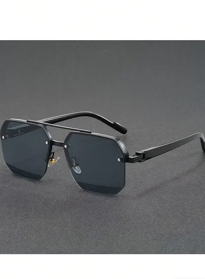 Happy D 1 pair of unisex metal half-frame fashion glasses, casual street shopping and photo-taking glasses, Father's Day gift, Christmas gift, sunglasses - Image 1