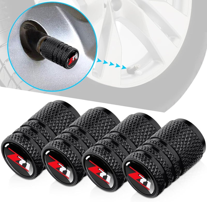 BFIVEANTE Tire Valve Stem Caps for Chevrolet Z71 - 4 Pcs Black Metal Car Wheel Air Caps - Image 2