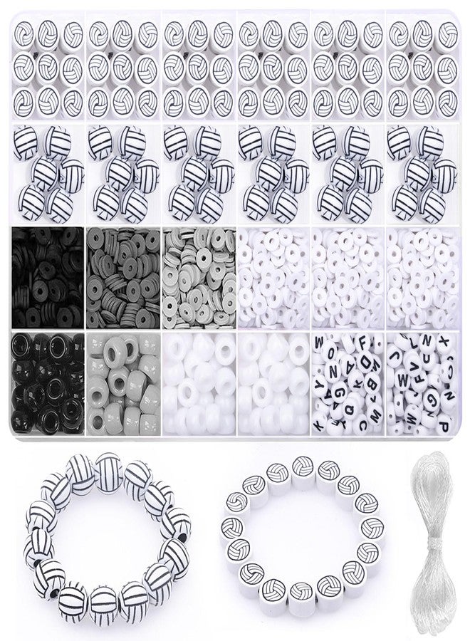 BBita 1600PCS Volleyball Sports Ball Polymer Clay Beads Charms for Friendship Bracelets Making Kit Cute Fun Beads DIY Arts Crafts Birthday Gifts for Kids Girls Volleyball Bead - Image 1