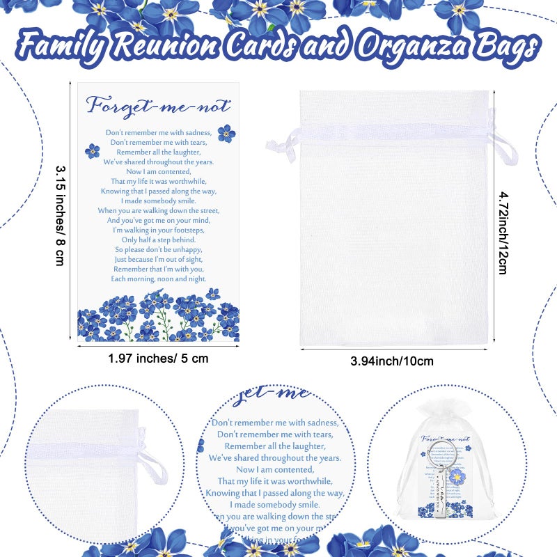 Equsion 50 Set Funeral Favor Keychain Celebration of Life Favor Forget Me Not Poem Card Organza Bag Memorial Gift for Sympathy Guest - Image 3