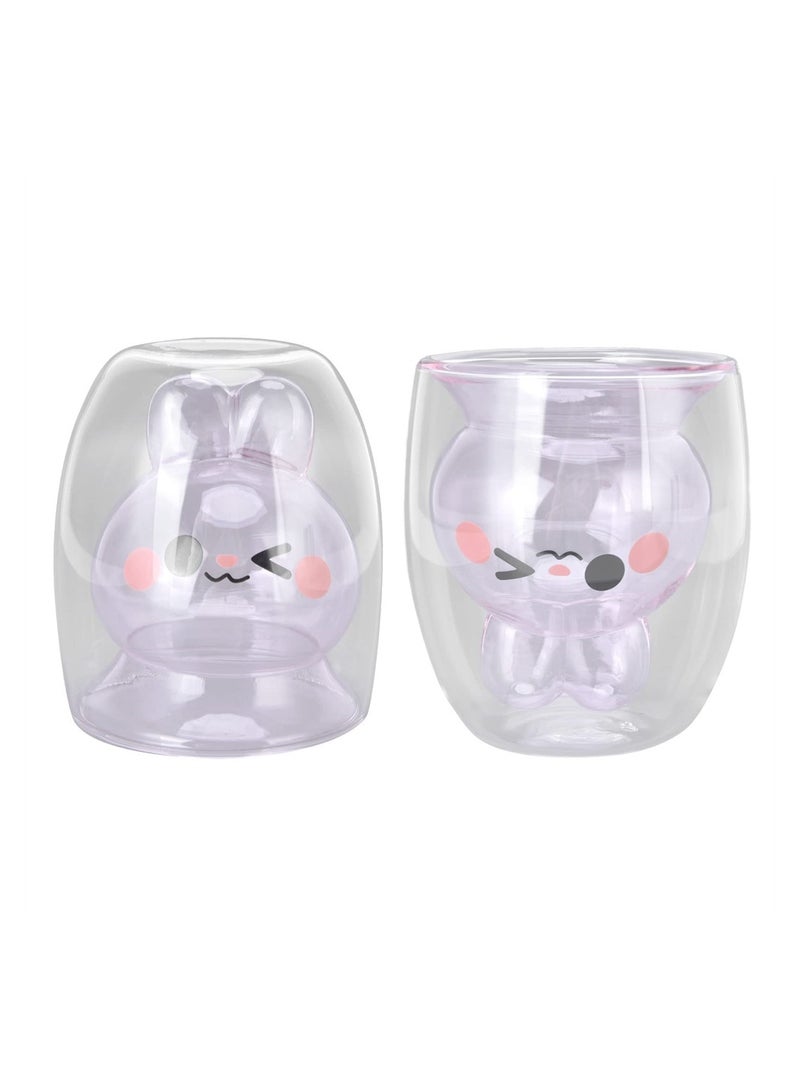 SYOSI Cute Glass Mugs, Rabbit Glass Coffee Mugs Double Walled Glass Tea Cups, Insulated Glasses Espresso Cup, Funny Gifts For Boys And Girls  - Image 1