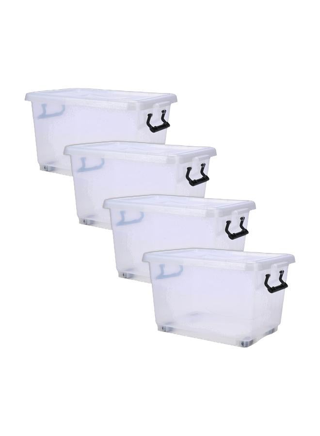 Cosmoplast 22L Clear Plastic Storage Box With Wheels & Lockable Lid (Pack Of 4) - Image 1