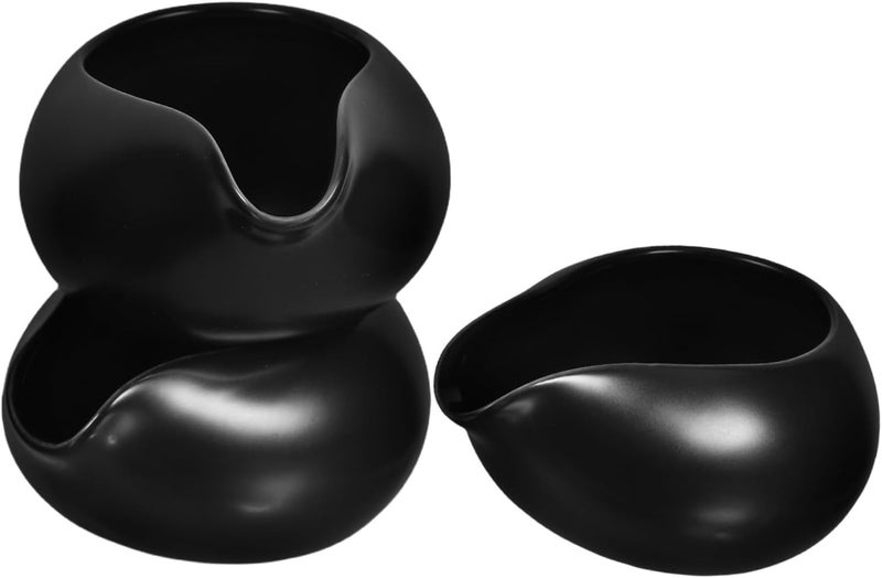 3pcs Ceramic Sauce Pitcher Set Small Milk Gravy Cup with Black round Spout Creamer Dispenser for Kitchen Dining and Beverage Use - Image 1