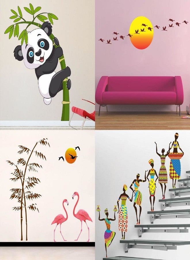 Merical Baby Panda, Sunrise & Flying Bird, Sunset swan Love, Tribal Lady Wall Decor Stickers for Living Room, Hall,Bed Room and Kids Room. - Image 1