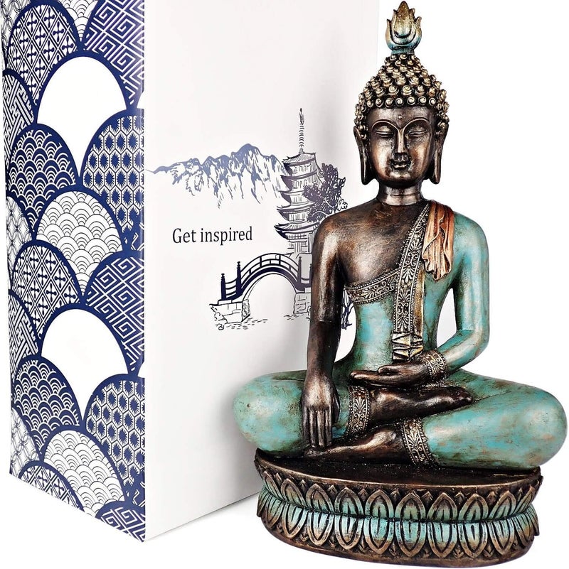 25DOL Buddha Statues for Home. 12.5" Buddha Statue (The Moment of Enlightenment). Collectibles and Figurines, Meditation Decor, Spiritual Living Room Decor, Yoga Zen Decor, Hindu and East Asian Décor - Image 1