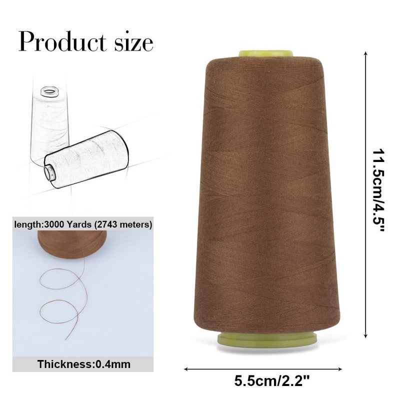 Diy Crafts India 999 Polyester Sewing Thread Spools Yarn, 40/2 Connecting Threads for Sewing Machine & Hand Works, 3000 Yards, Brown - Image 3