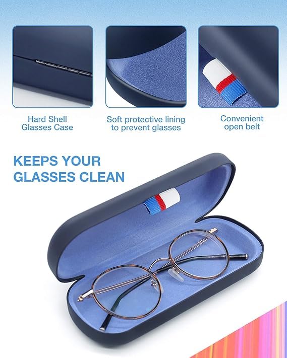 Styzere Unisex Hard Shell Protective Case for Eyewear Spectacles Eyeglasses (Blue 1 Set) - Image 3