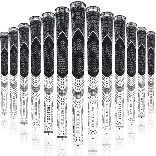 Crestgolf Golf GripsStandard MultiCompound Hybrid Golf Club Grips AllWeather Control Thread Technology Rubber13 GripsWhite standard - Image 1
