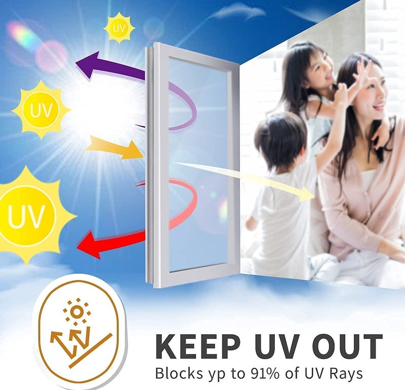 ERATO Anti UV Reflective Window Film Static Cling Window Glass Film Sun Control Film (50cm x 100inch, Light Black Window Film) - Image 4