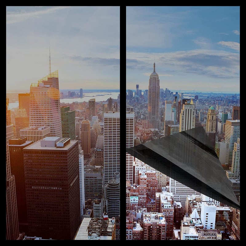 ERATO Anti UV Reflective Window Film Static Cling Window Glass Film Sun Control Film (50cm x 100inch, Light Black Window Film) - Image 1