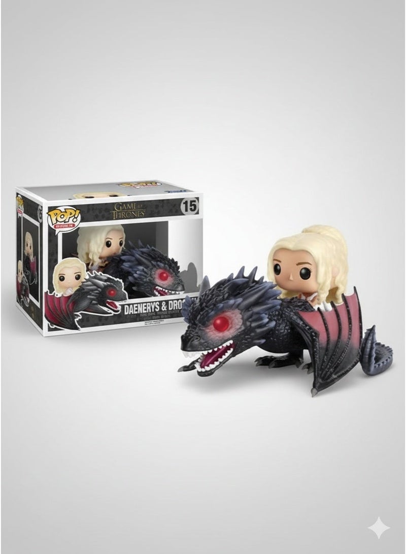 بوب جيم اوف ثرونز دروغون بوب من الفينيل مع مجسم دينيريس والتنين دروغون لتزيين السيارة، اسود من مسلسل صراع العروش - Image 1