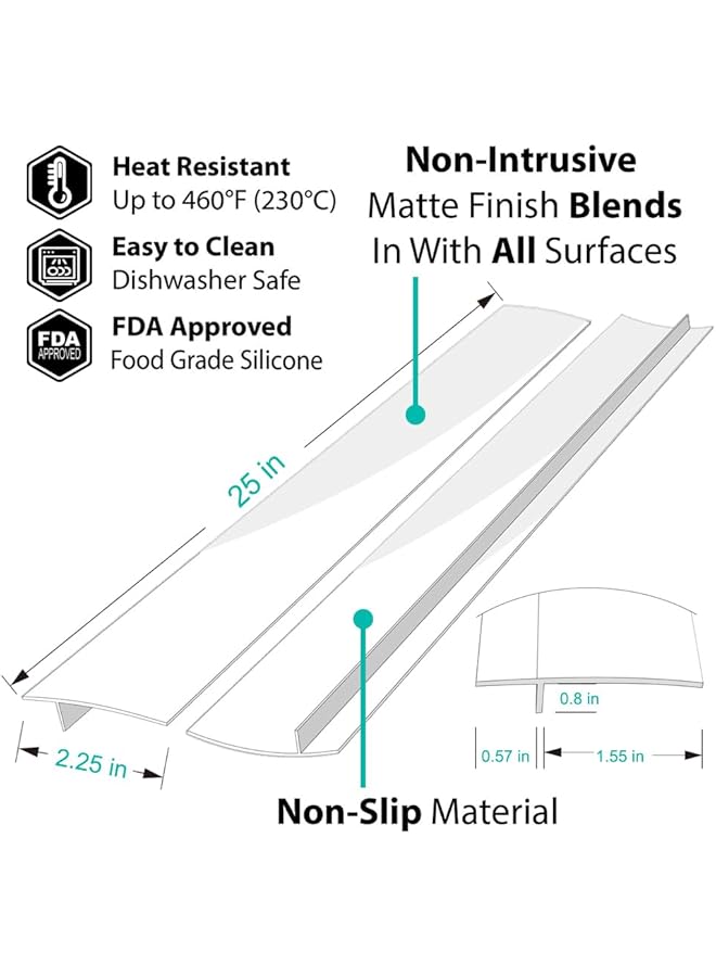 erorex Stove Counter Gap Cover Kitchen Silicone Oven Gap Filler – 25 Inches Countertop Strips Gap Guard Easy To Clean White - Image 2