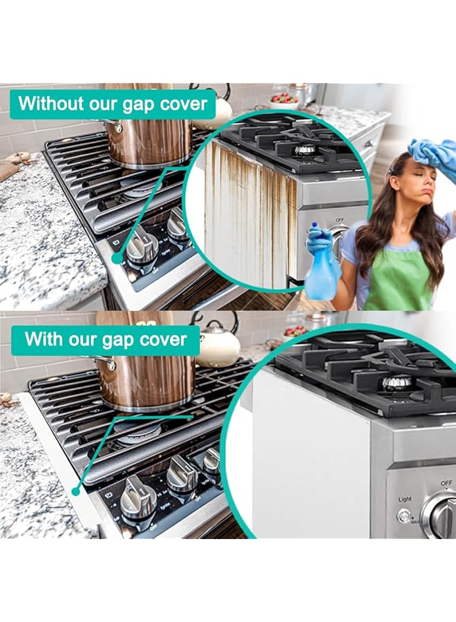 erorex Stove Counter Gap Cover Kitchen Silicone Oven Gap Filler – 25 Inches Countertop Strips Gap Guard Easy To Clean White - Image 3