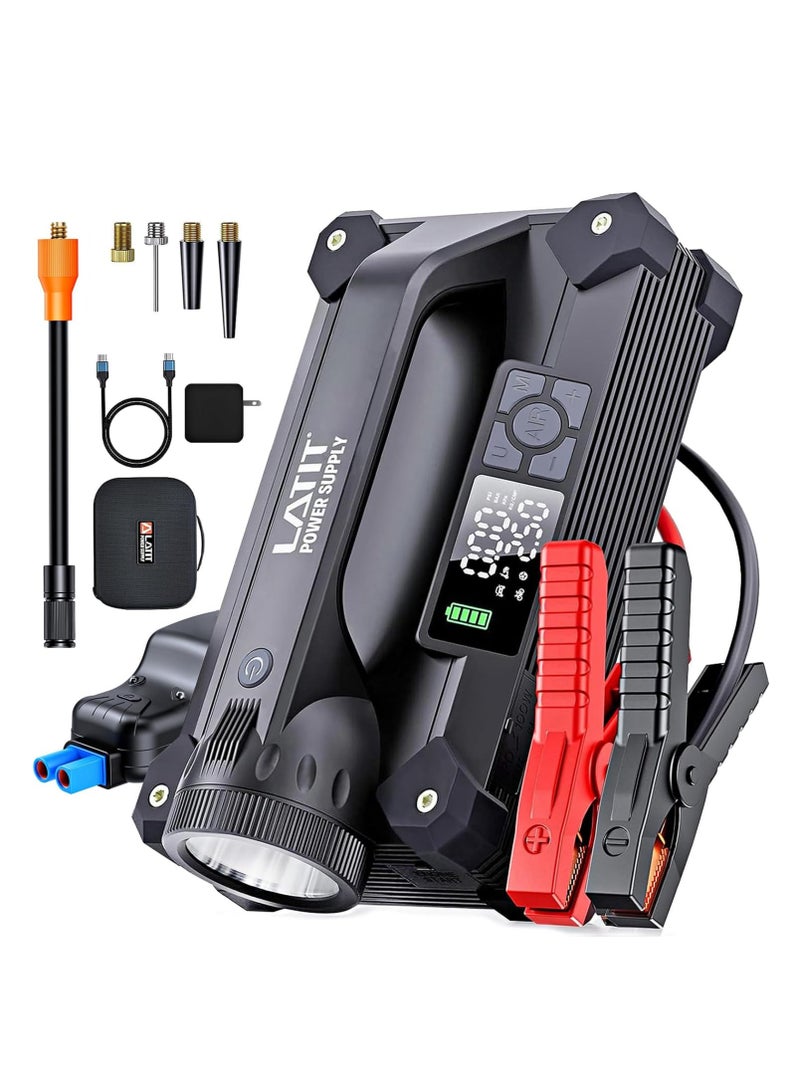 Jump Starter with Air Compressor 150PSI 65W Charger, 12V Car Battery Jumper Starter Pack Portable(10L Gas/8L Diesel), 103.6Wh Jump Box with LCD... - Image 1