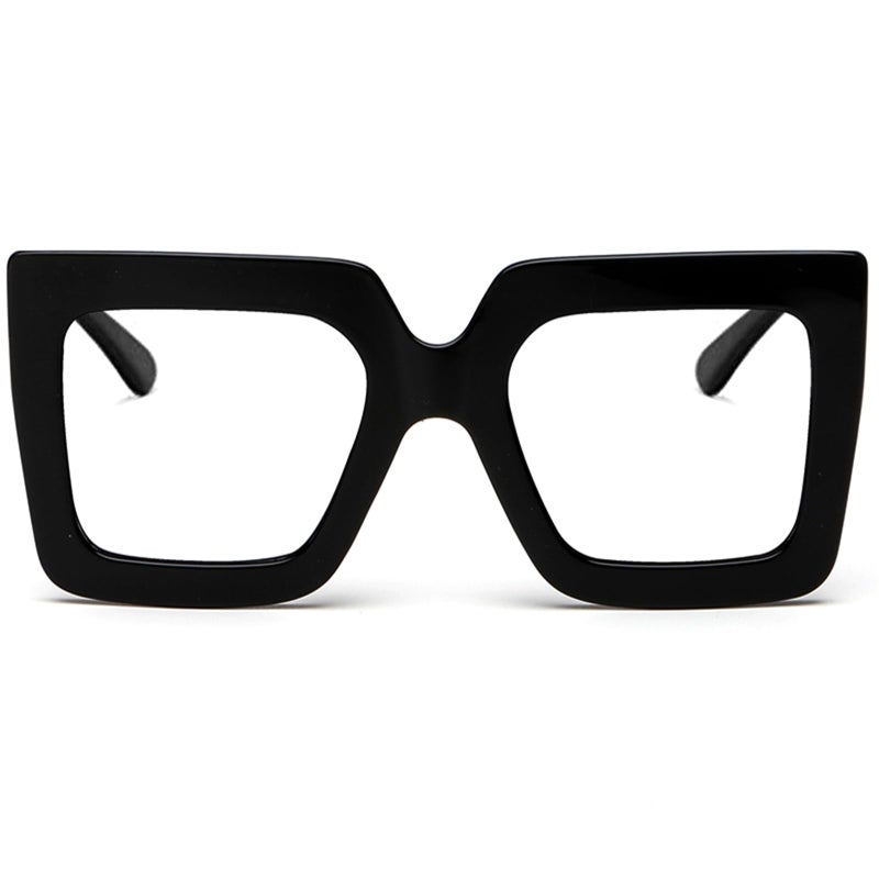 Breaksun نظارات بريكسون oversized لحجب الضوء الأزرق للنساء، تصميم مربع سميك، نظارات كمبيوتر غير طبية (أسود) - Image 1