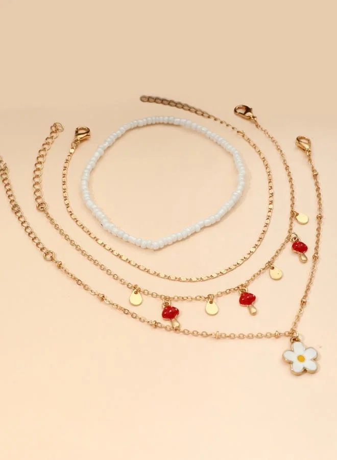 Styli Set of 4 - Flower Drop Assorted Anklet